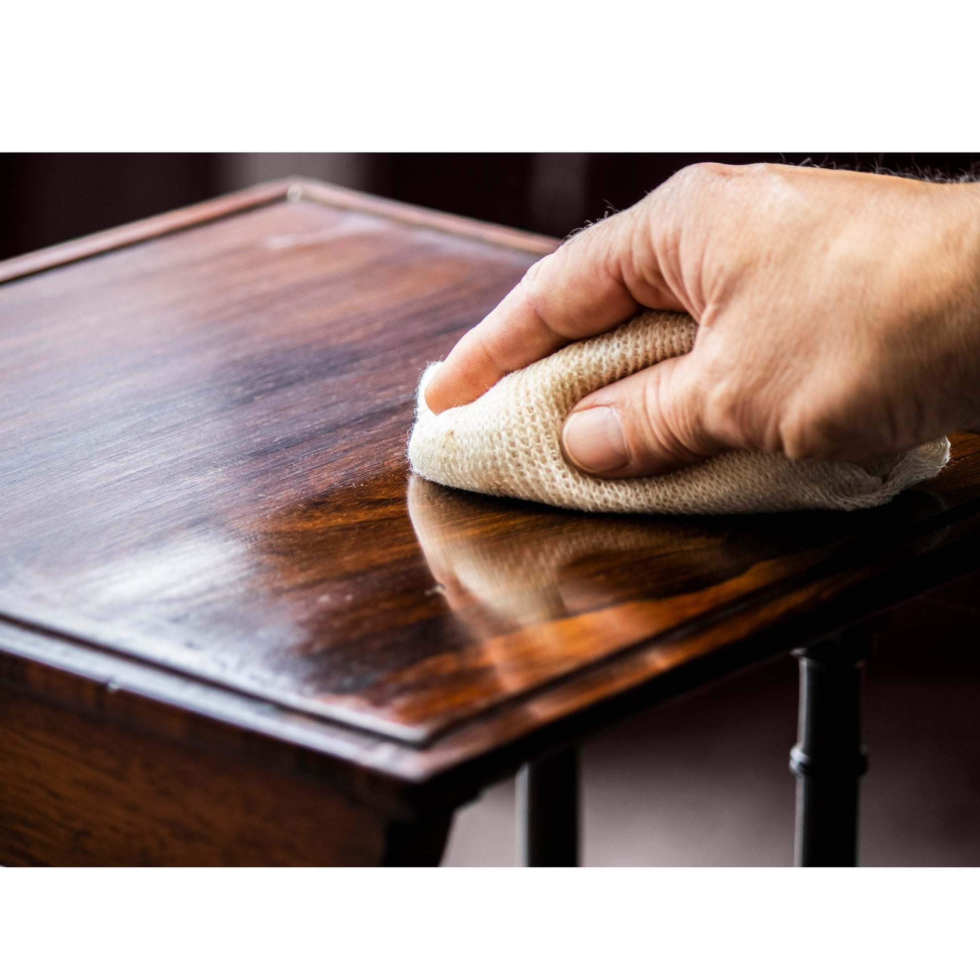 Antique Gold Beeswax Polish on Rosewood 