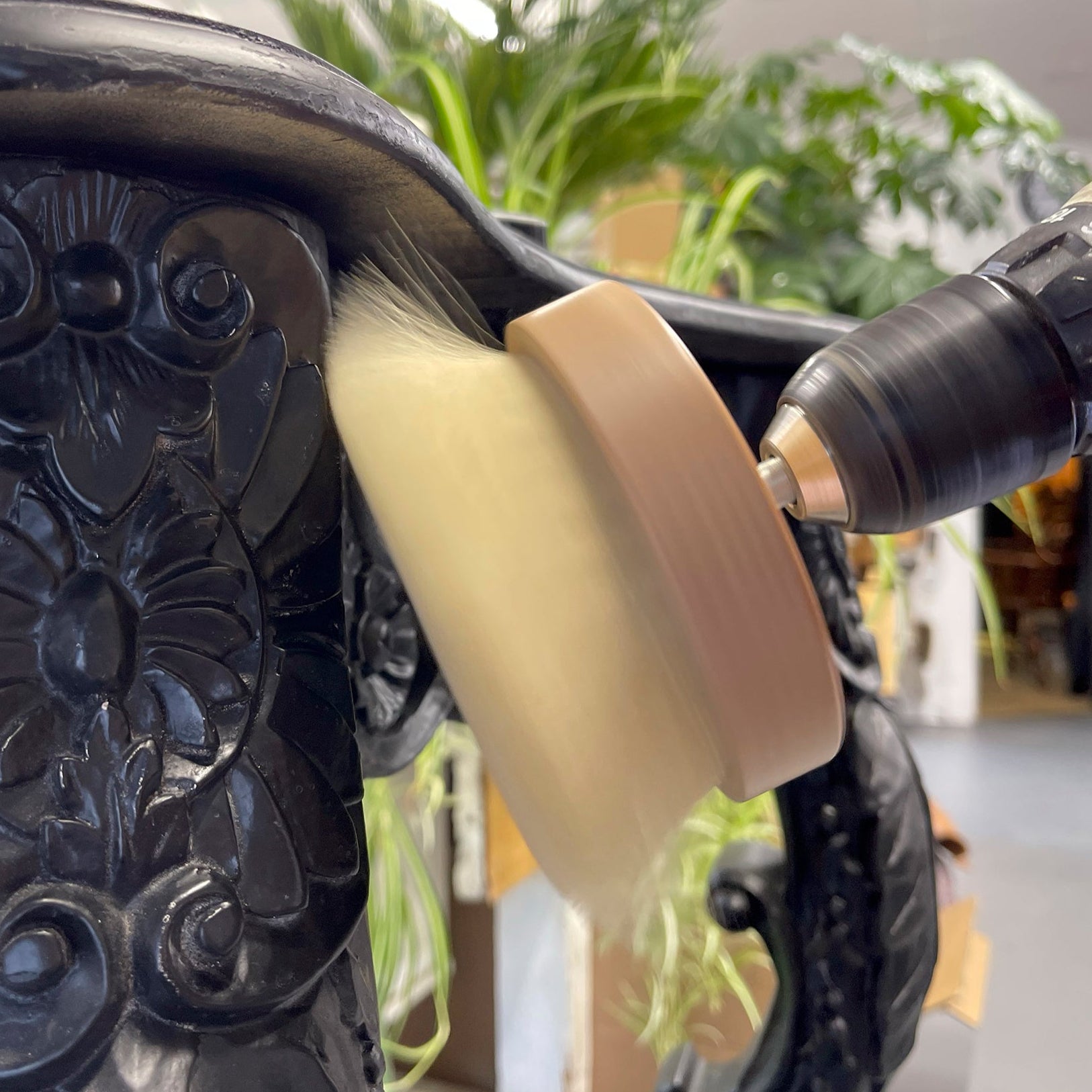 Gilboys Drill Brush on Carved wood 