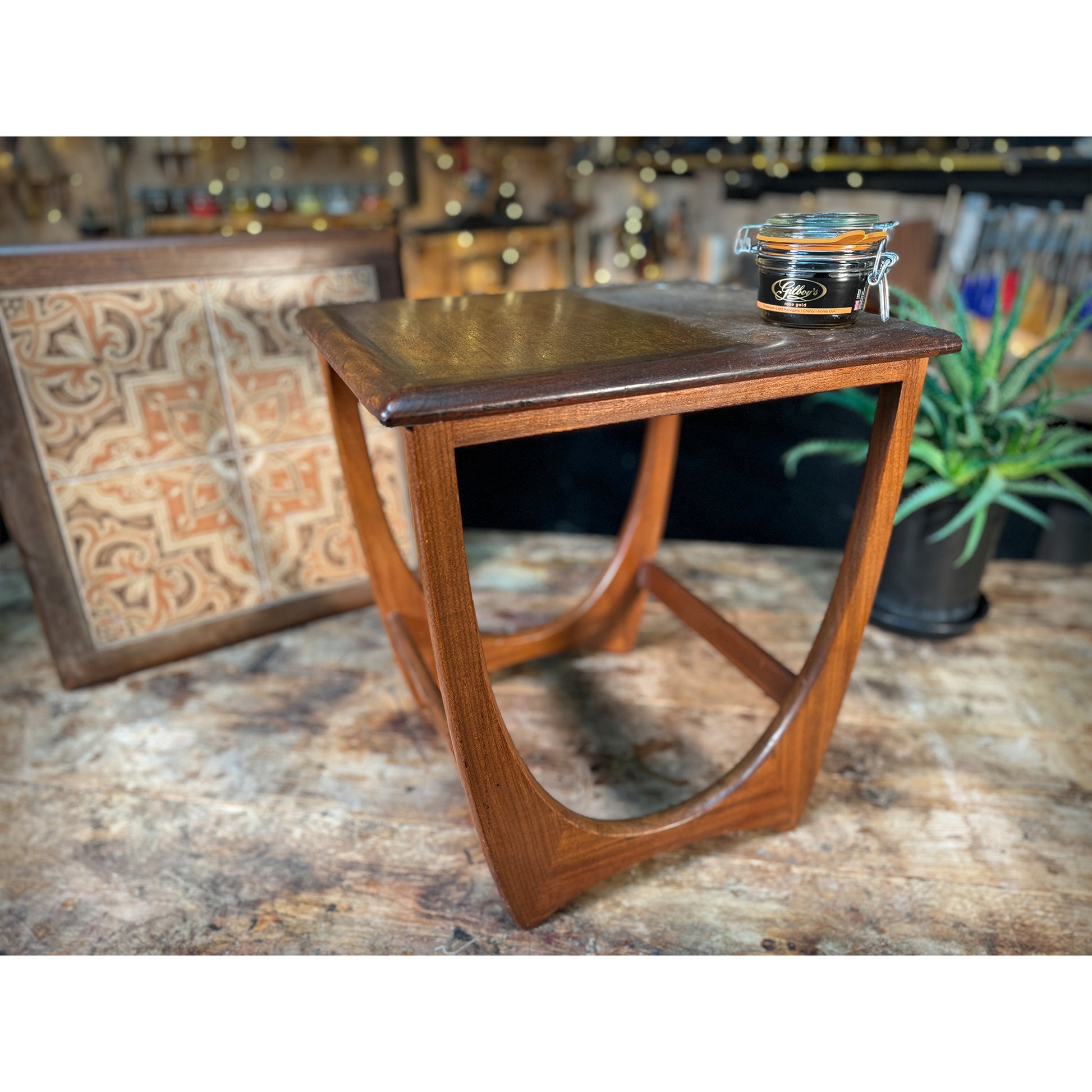 Rose gold on Teak Wood 