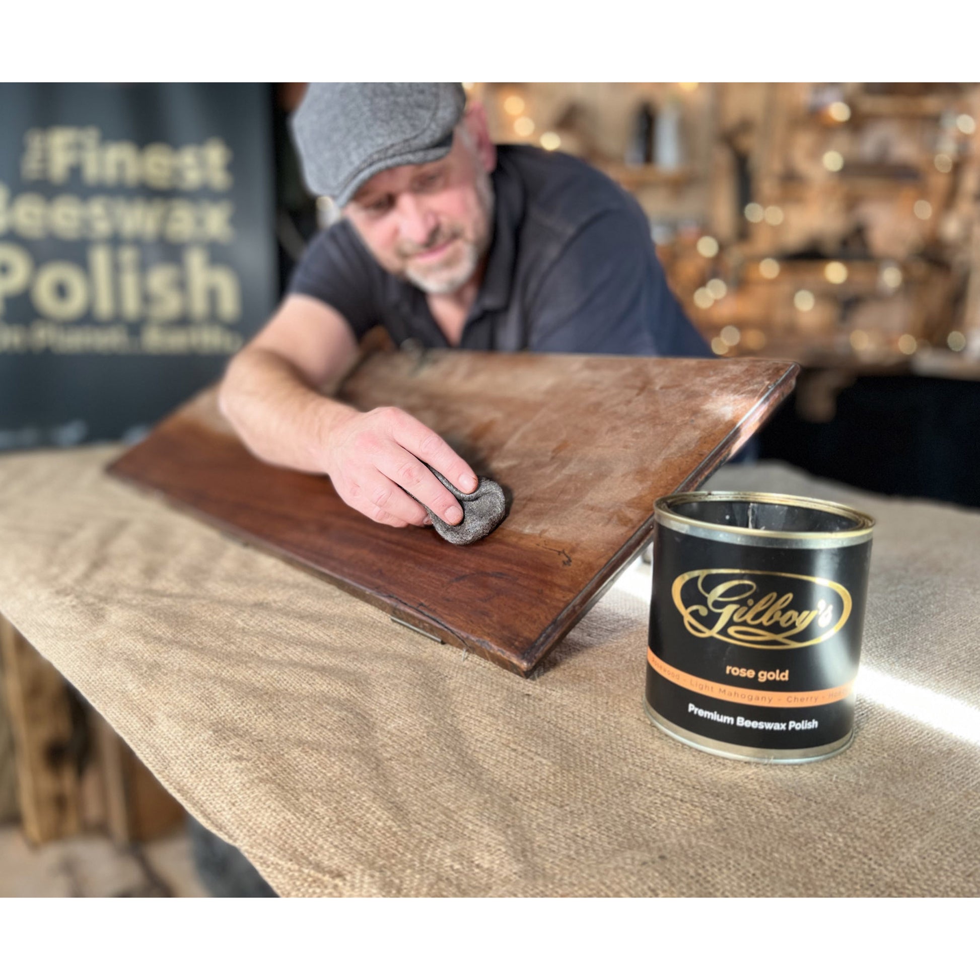 Applying rose gold to mahogany