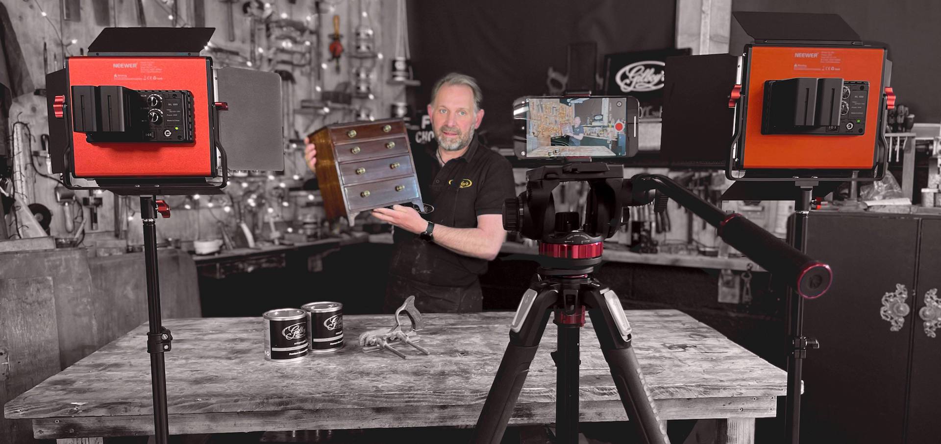 Simon filming for the Gilboys Youtube channel