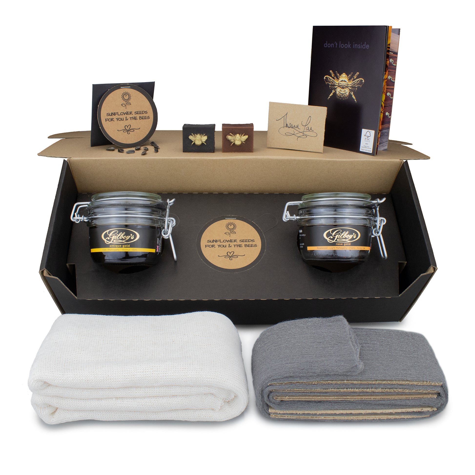 Gilboys beeswax wood polishing kit (rose + antique) double pack