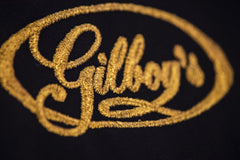 restorer's bib apron gilboys logo in gold thread embroidery